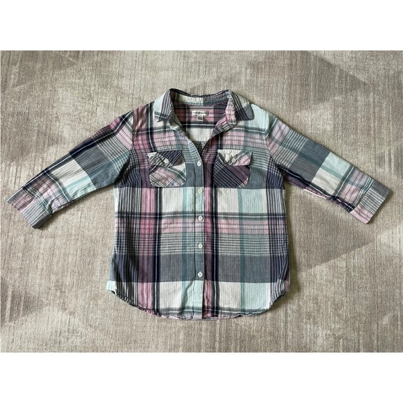 Croft&Barrow Women’s Petite XS Plaid Button Up Shirt Top 3/4 Sleeves Multicolor - Picture 1 of 11